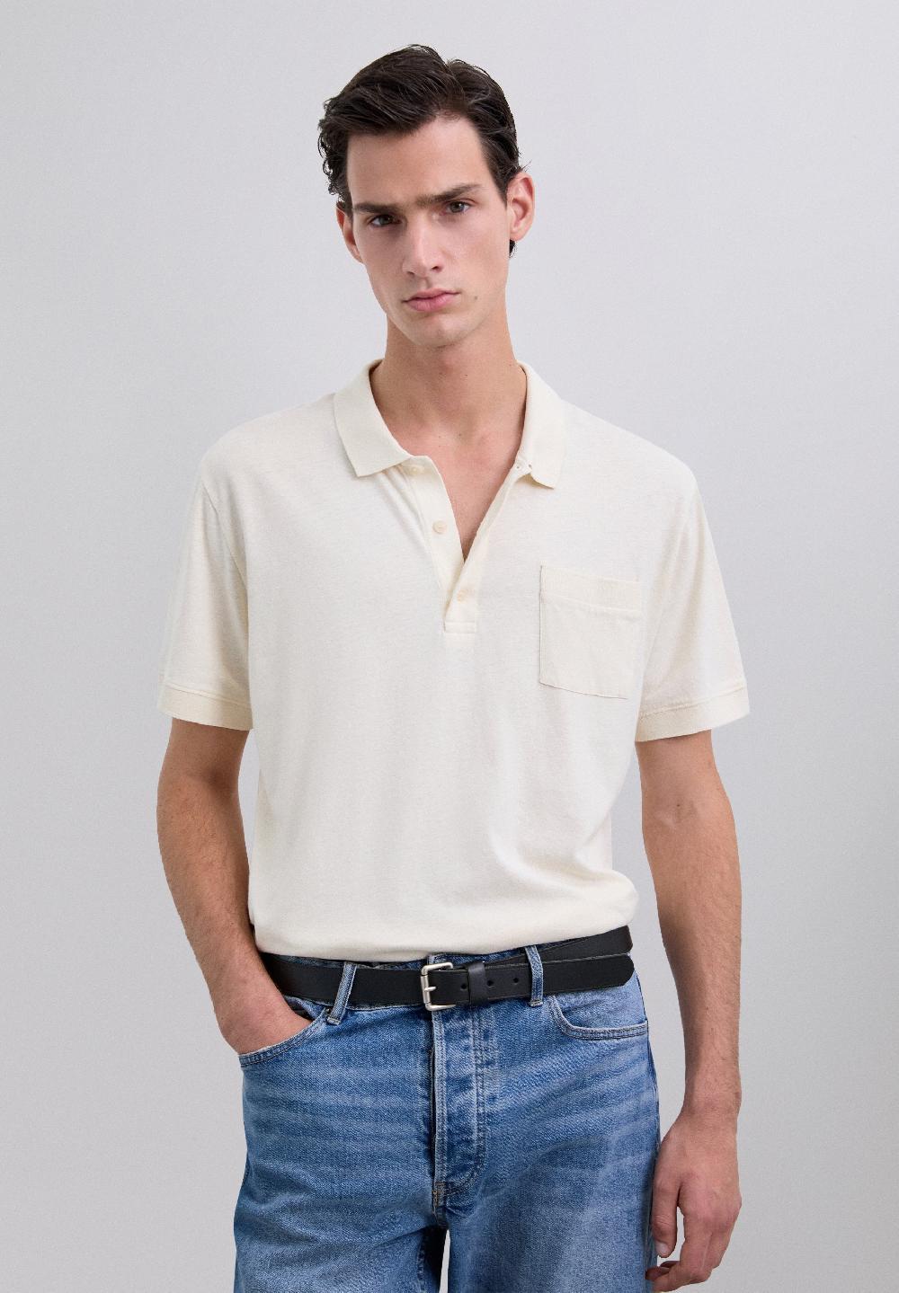 scalpers POLO SHIRT WITH FRONT POCKET CREAM