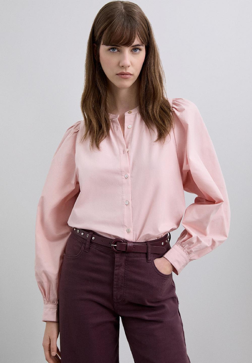 scalpers POPLIN PUFF SLEEVE SHIRT PALE PINK