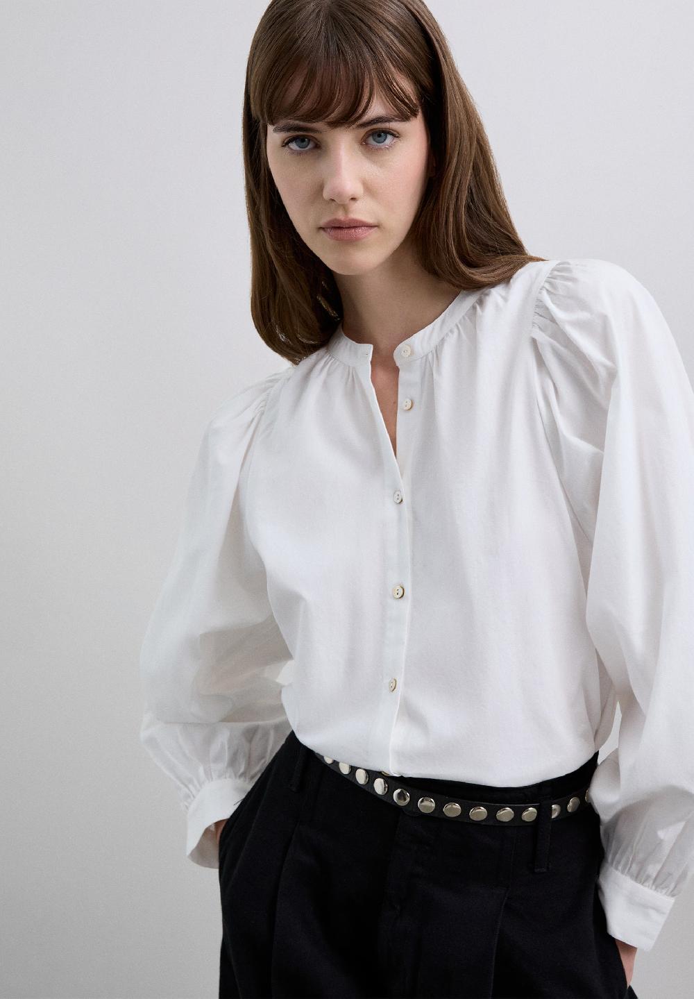 scalpers POPLIN PUFF SLEEVE SHIRT WHITE