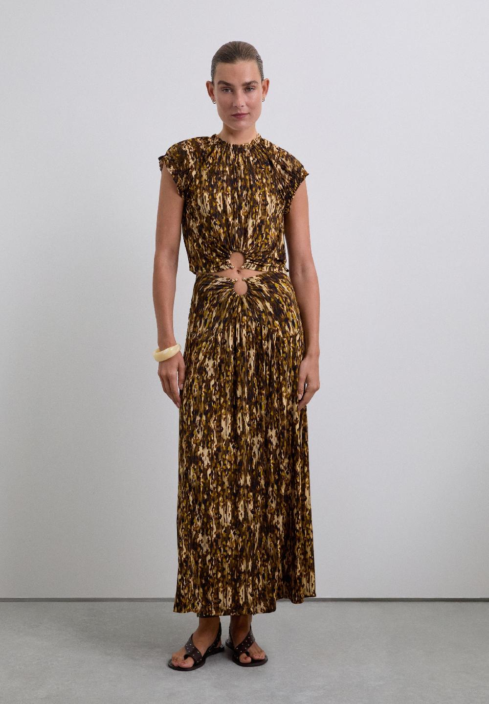 Scalpers PRINTED BUCKLE TOP BROWN/MUSTARD