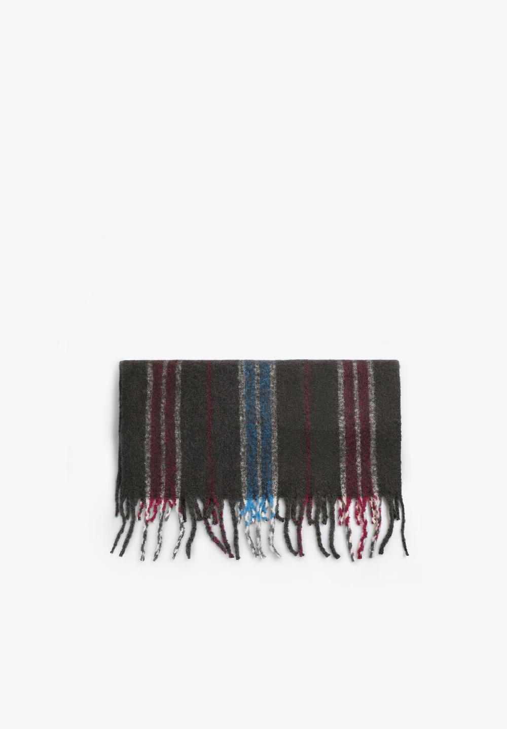 Scalpers PRINTED WOOL BLEND SCARF GREY/BURGUNDY