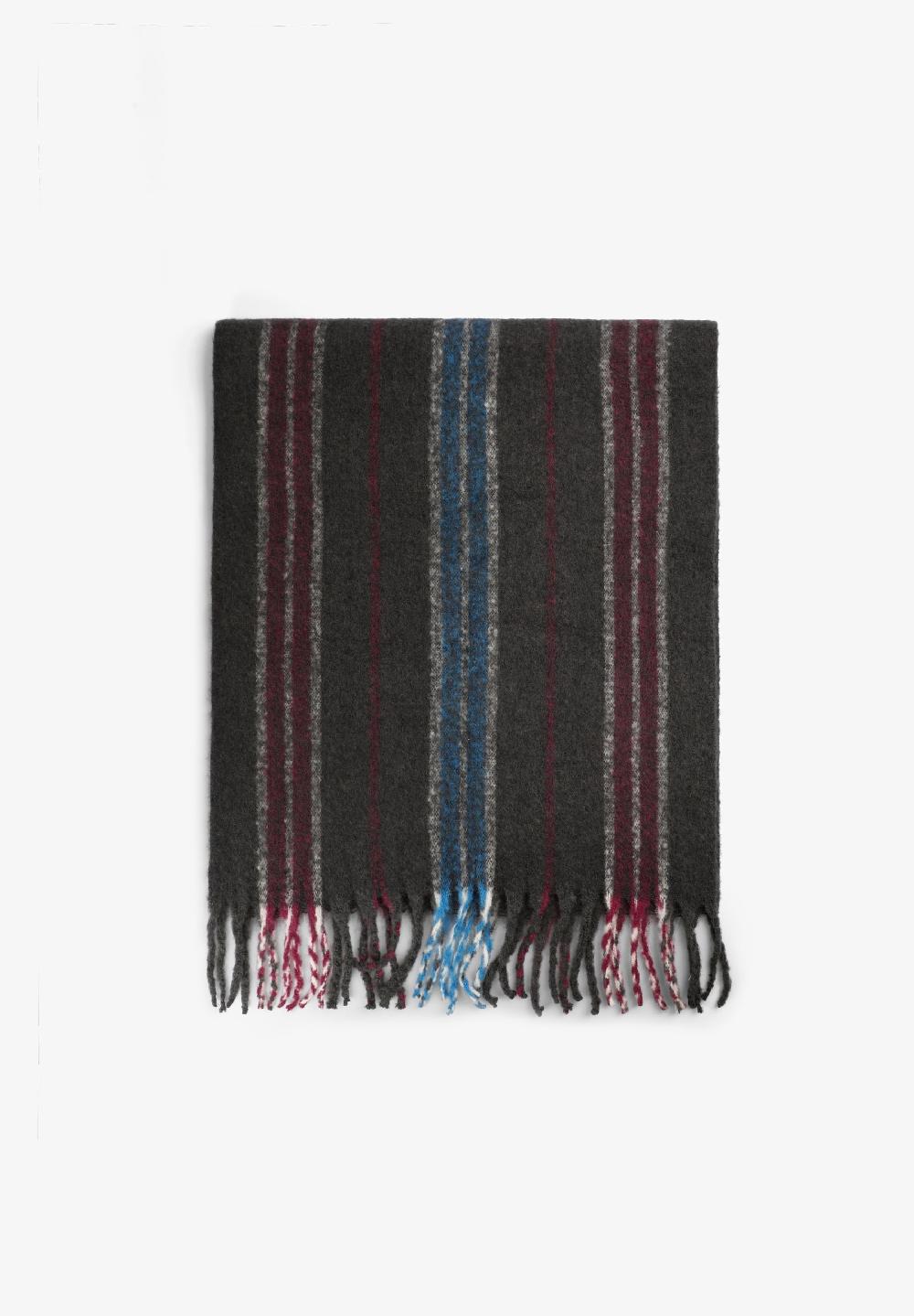 Scalpers PRINTED WOOL BLEND SCARF GREY/BURGUNDY
