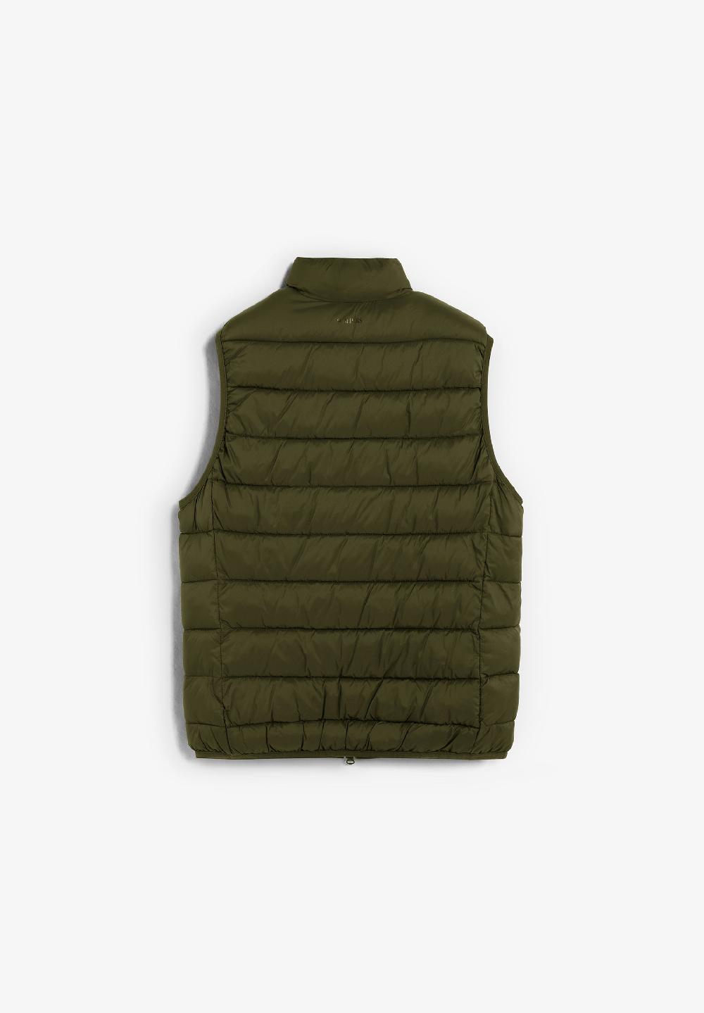 Scalpers PUFFER GILET WITH SKULL DARK KHAKI