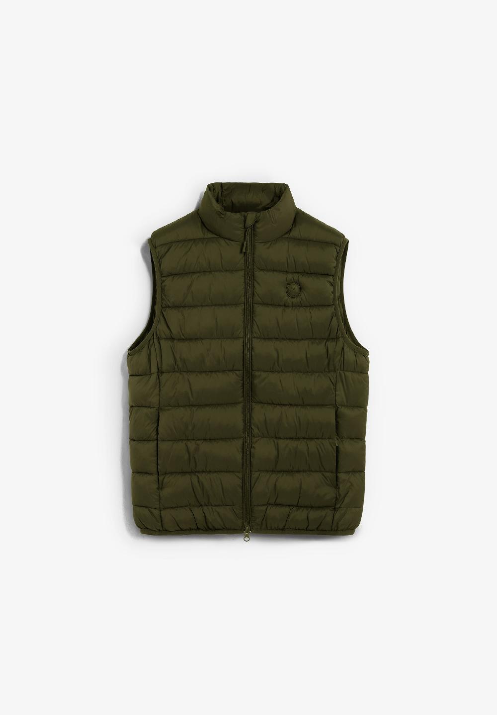 scalpers PUFFER GILET WITH SKULL DARK KHAKI