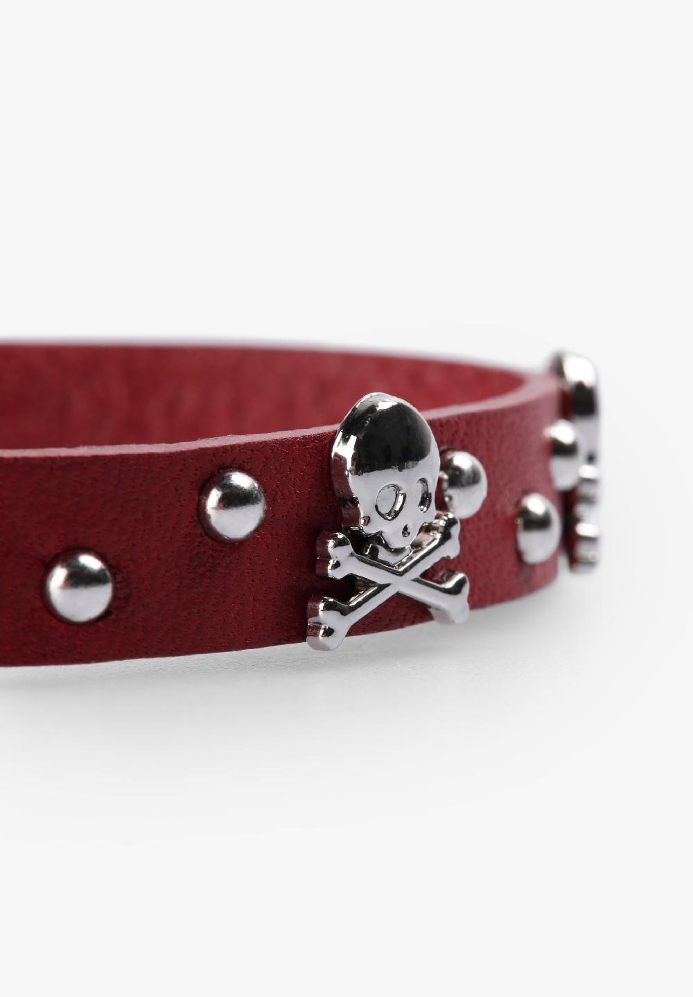 Scalpers PULSERA CALAVERAS TACHAS BURGUNDY