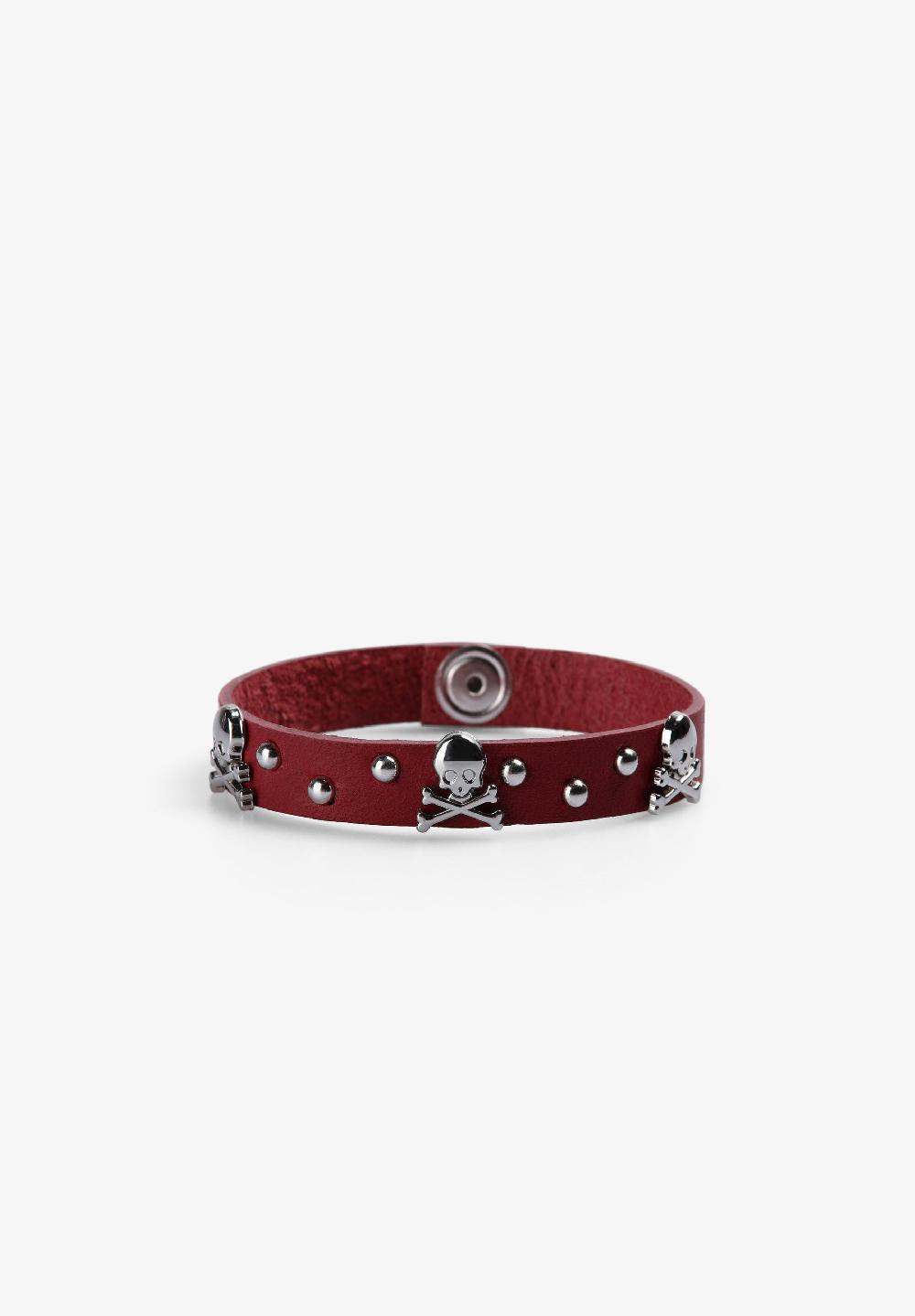 scalpers PULSERA CALAVERAS TACHAS BURGUNDY