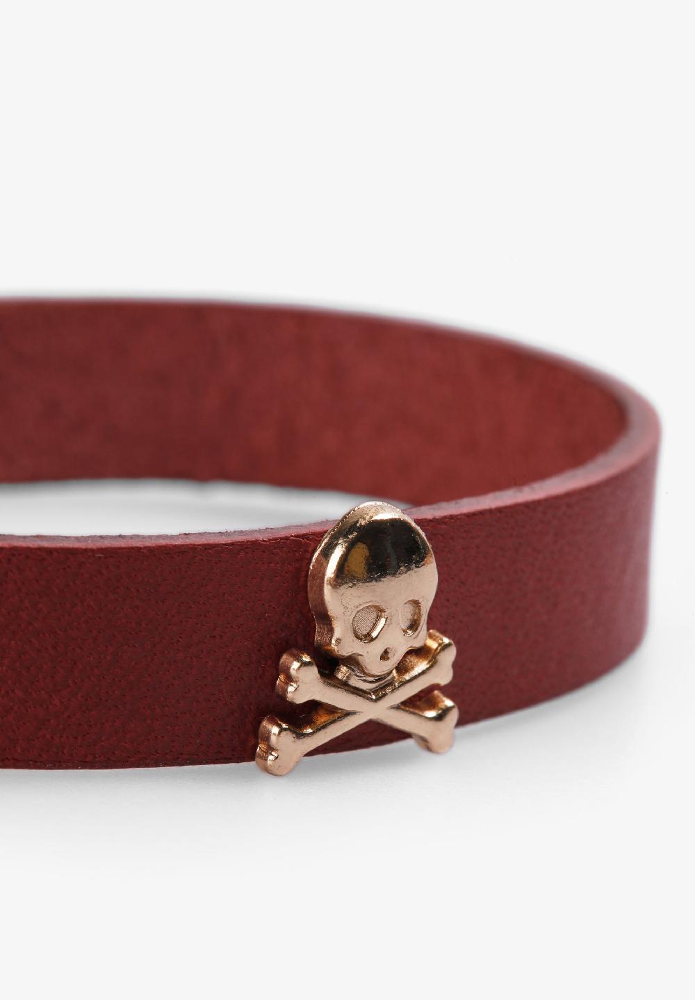 Scalpers PULSERA PIEL CALAVERAS BURGUNDY
