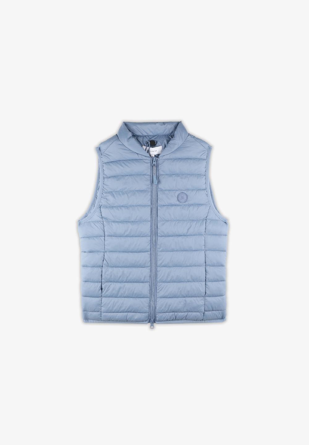 Scalpers QUILTED GILET WITH SKULL DETAIL BLUE