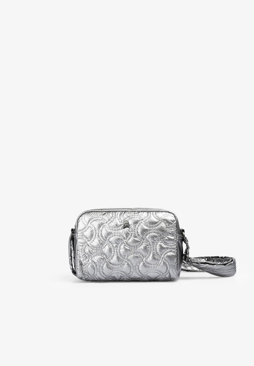 Scalpers QUILTED METALLIC CROSSBODY BAG SILVER