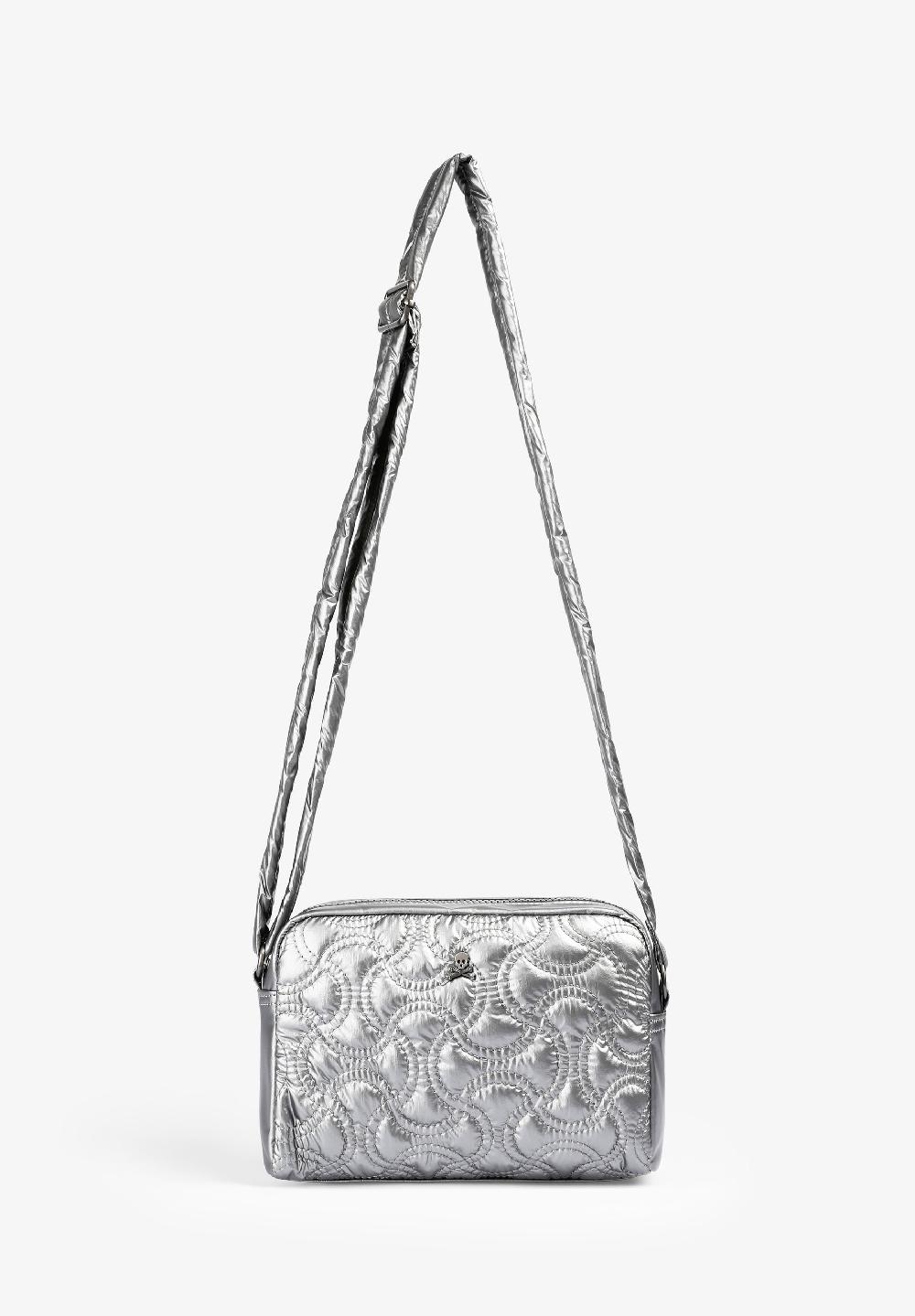 Scalpers QUILTED METALLIC CROSSBODY BAG SILVER
