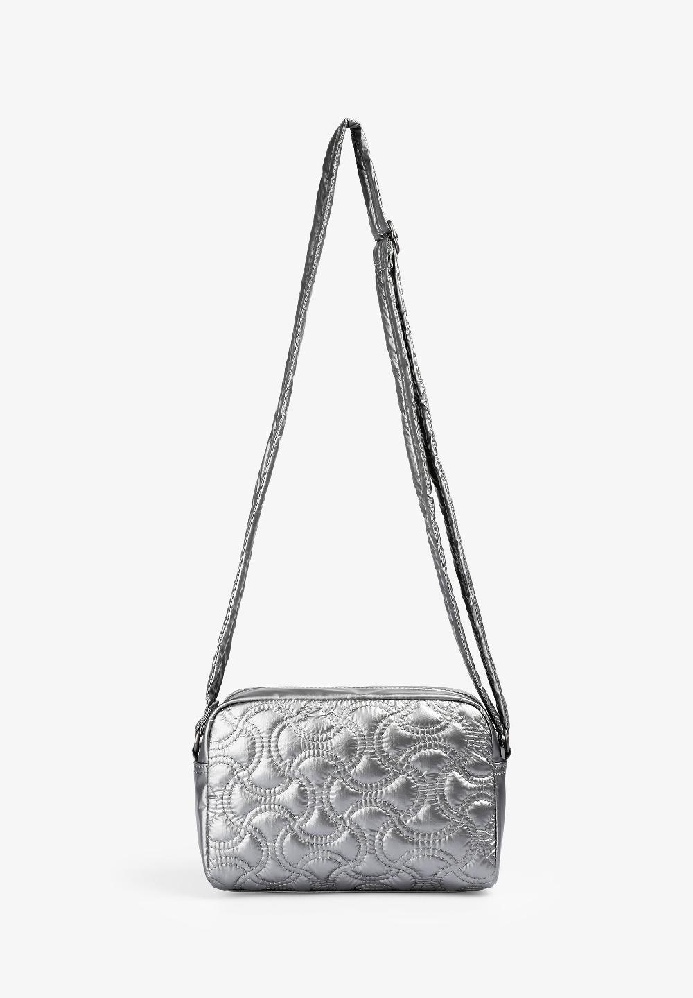 Scalpers QUILTED METALLIC CROSSBODY BAG SILVER