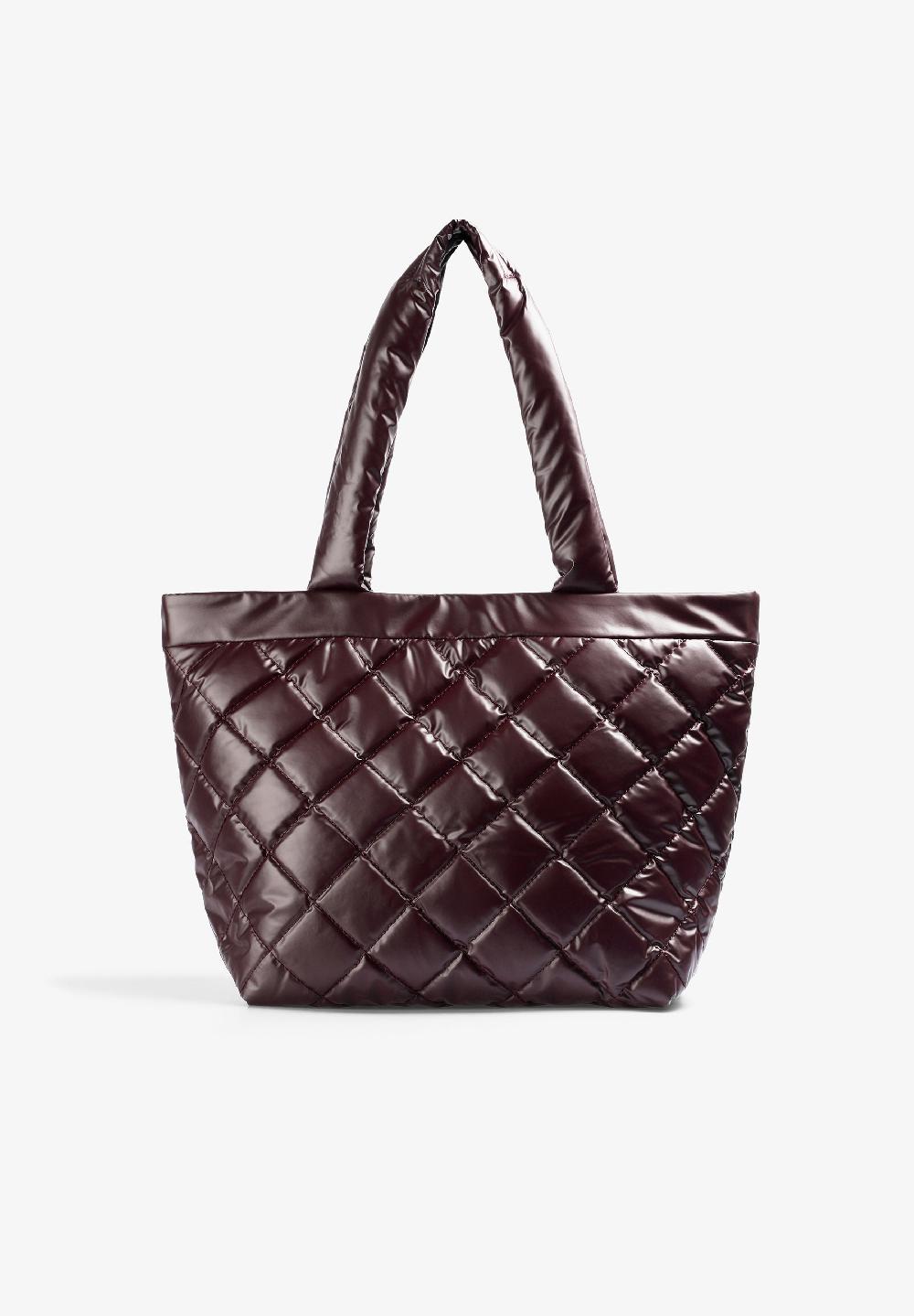 Scalpers QUILTED SKULL TOTE BAG METALLIC BURGUNDY