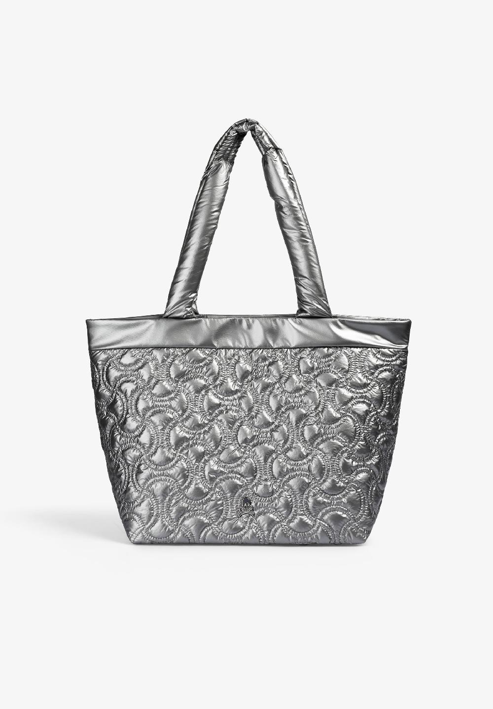 Scalpers QUILTED SKULL TOTE BAG SILVER