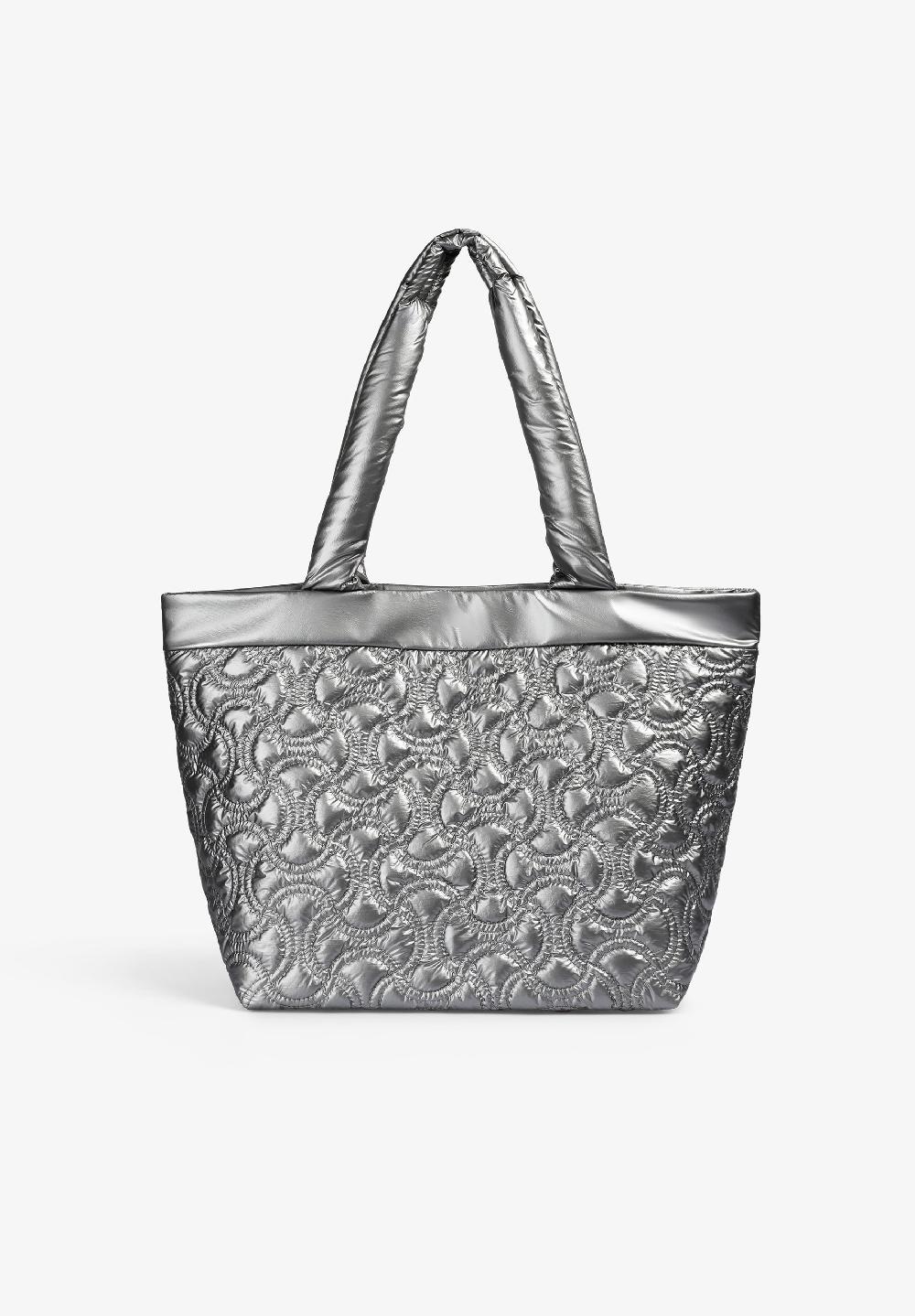 Scalpers QUILTED SKULL TOTE BAG SILVER