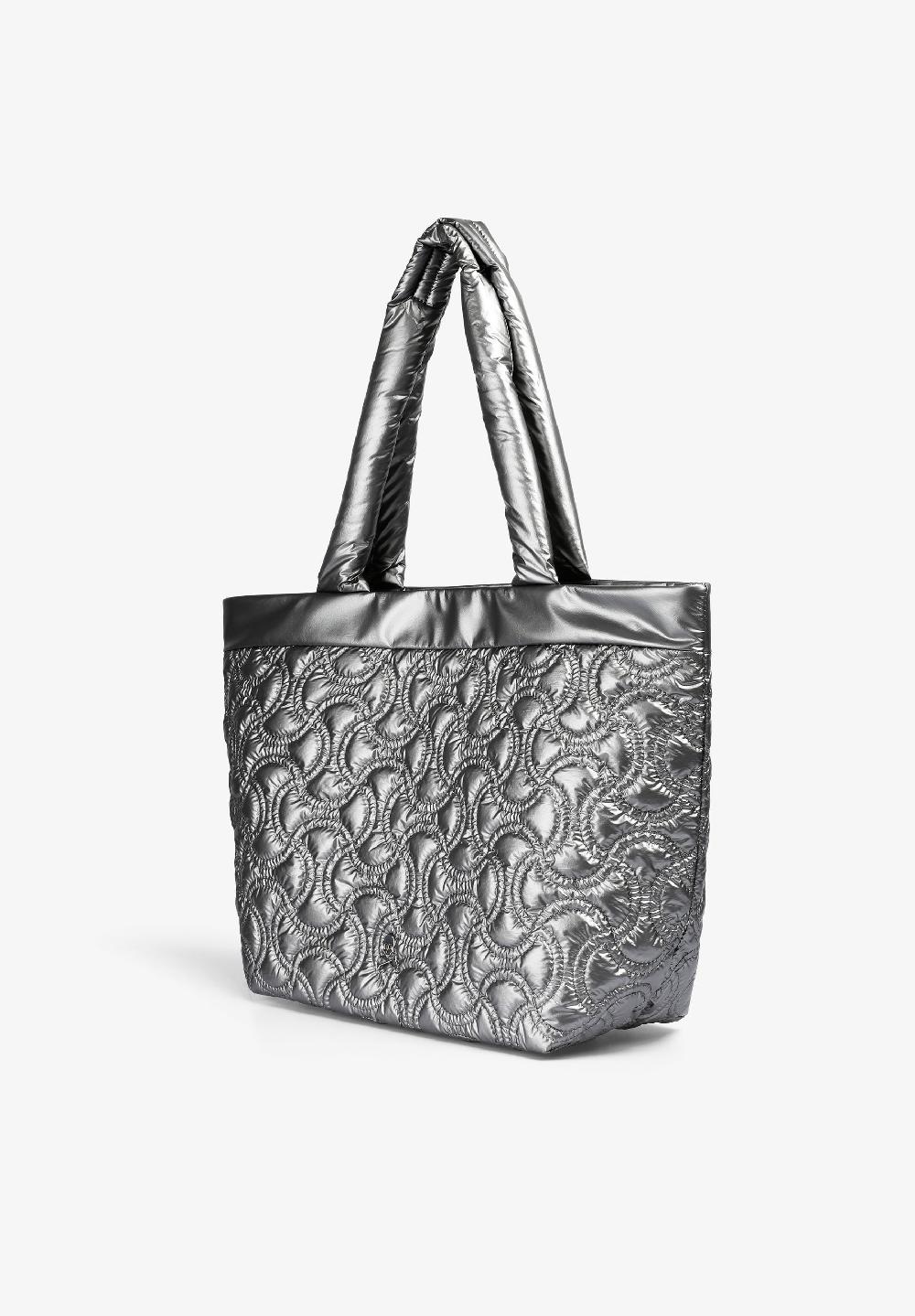 Scalpers QUILTED SKULL TOTE BAG SILVER