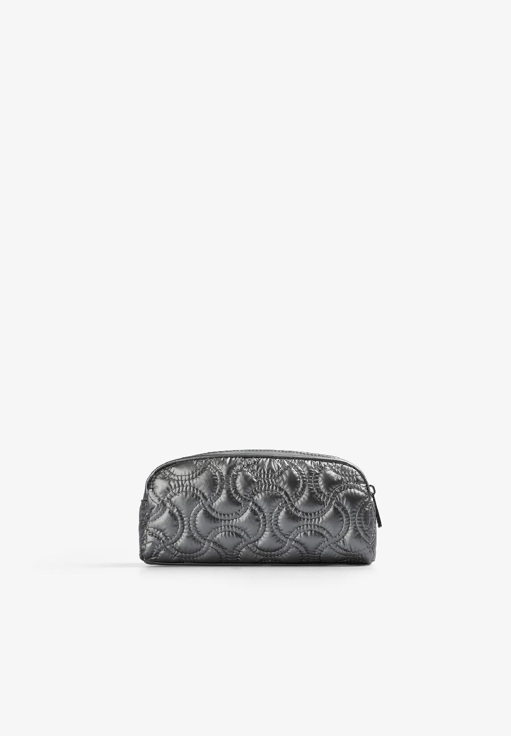 Scalpers QUILTED TOILETRY BAG WITH SKULL SILVER
