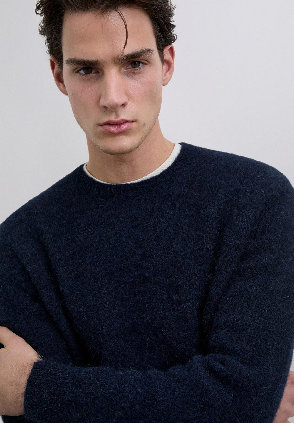 scalpers REGULAR FIT ALPACA SWEATER NAVY