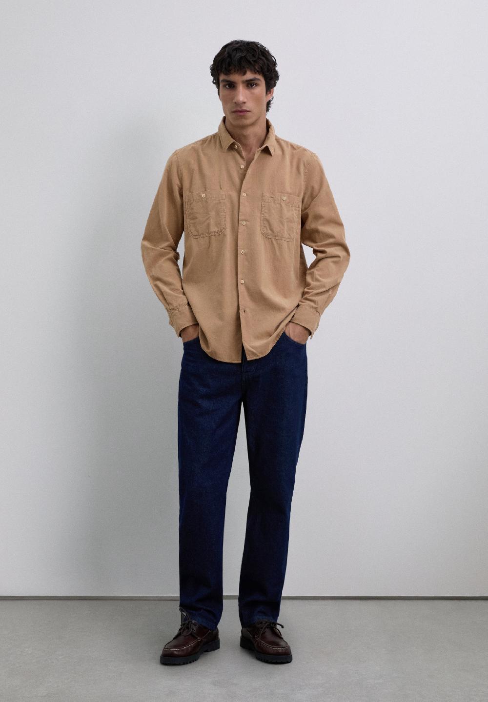 Scalpers REGULAR FIT CORDUROY SHIRT CAMEL