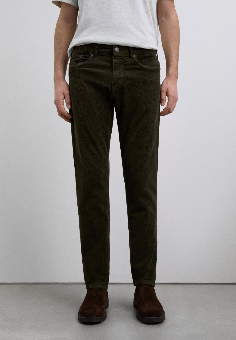 Scalpers REGULAR FIT CORDUROY TROUSERS DARK KHAKI