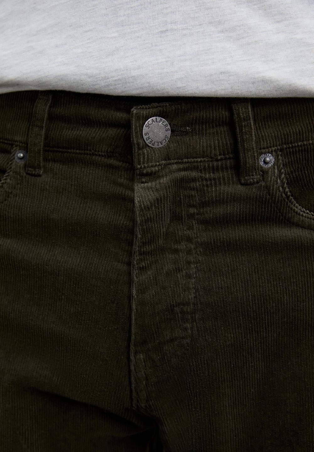 Scalpers REGULAR FIT CORDUROY TROUSERS DARK KHAKI