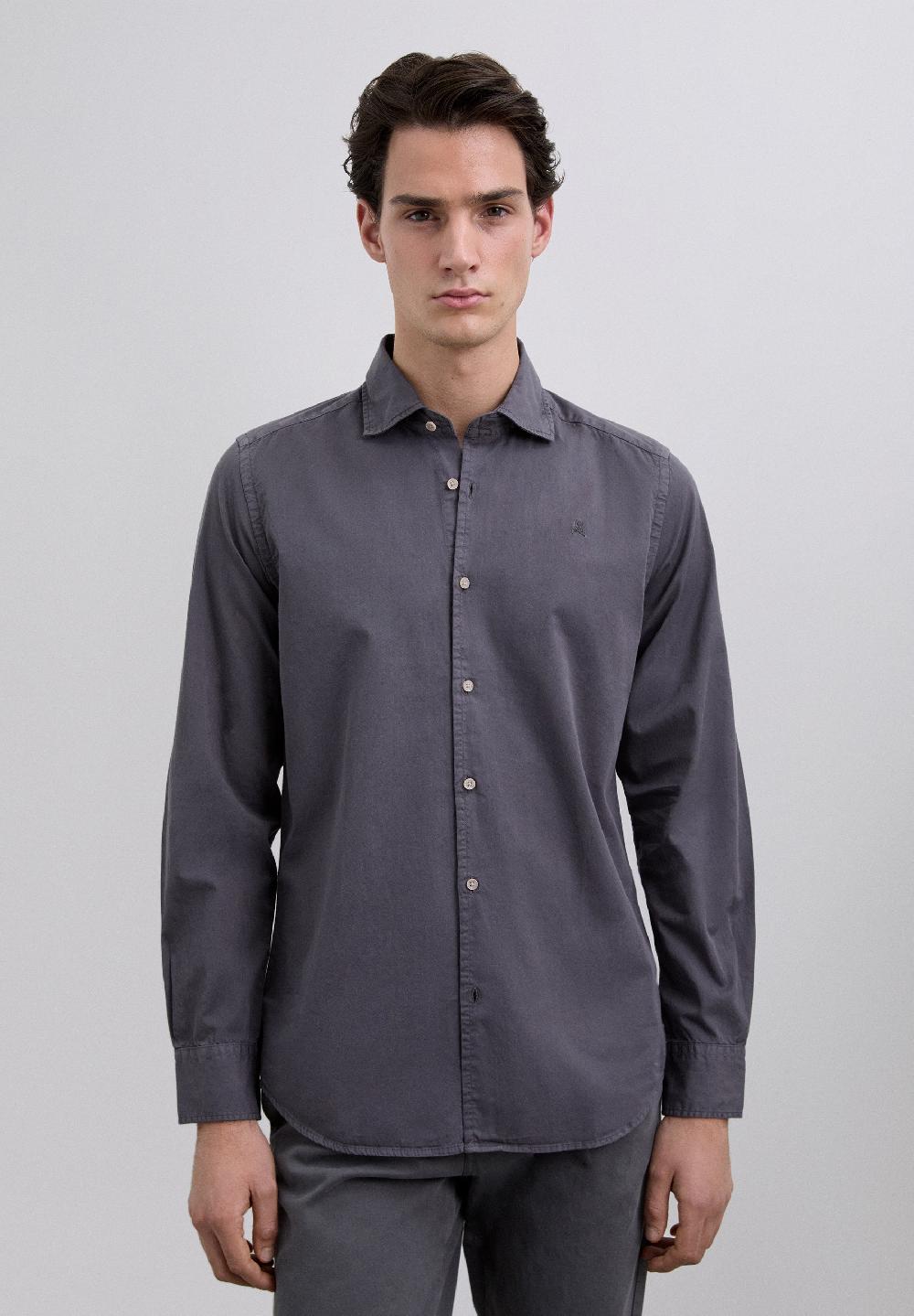 Scalpers REGULAR FIT EMBROIDERED SHIRT ANTHRACITE