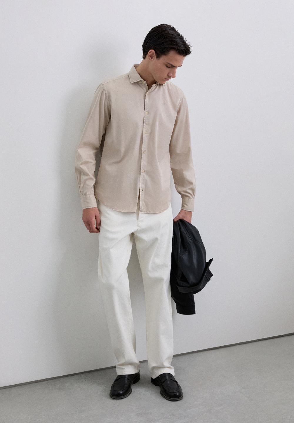 scalpers REGULAR FIT EMBROIDERED SHIRT BEIGE