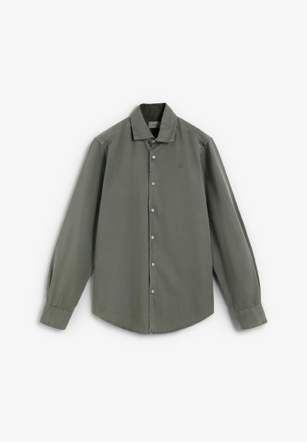 Scalpers REGULAR FIT EMBROIDERED SHIRT DARK KHAKI