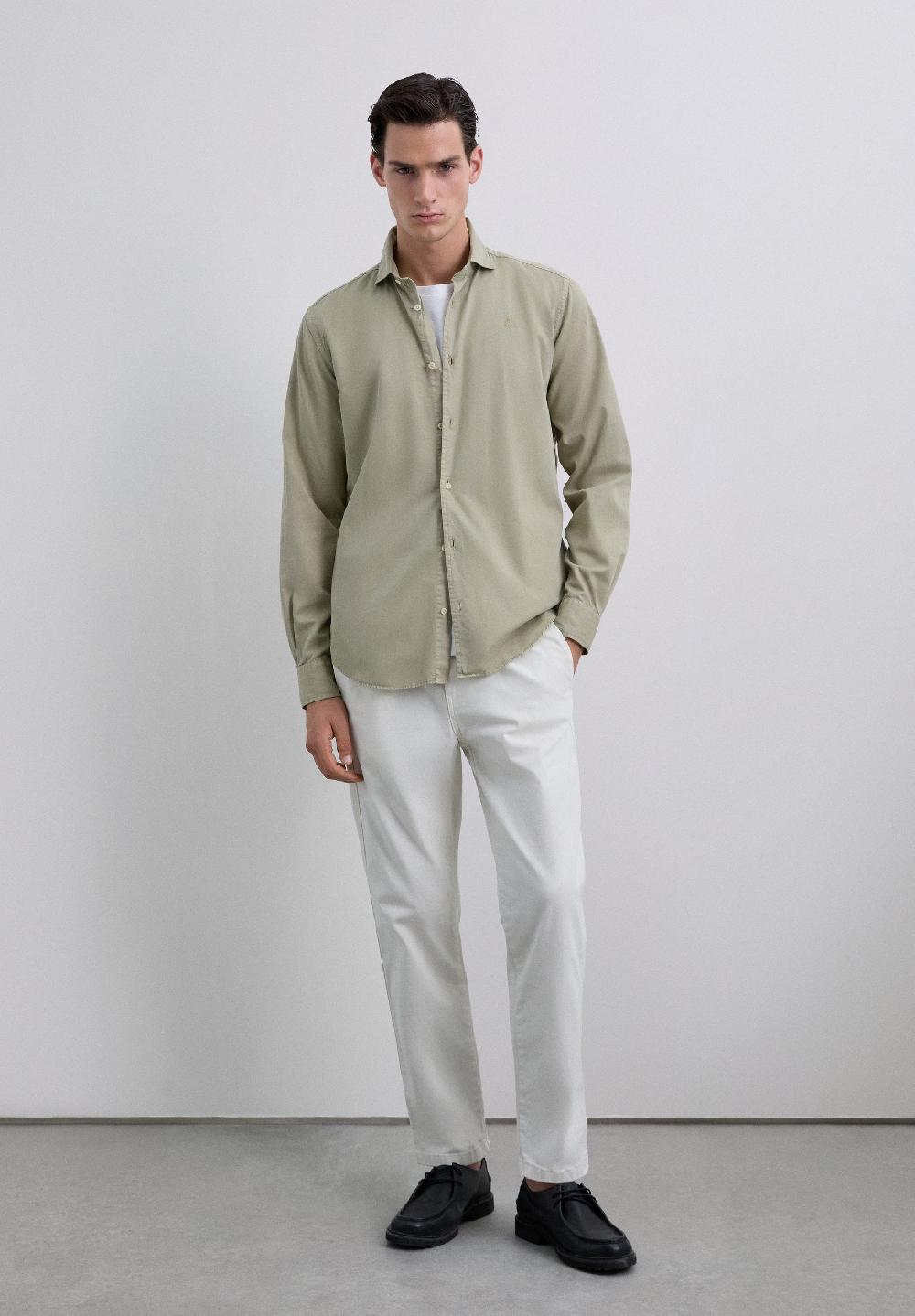 Scalpers REGULAR FIT EMBROIDERED SHIRT KHAKI
