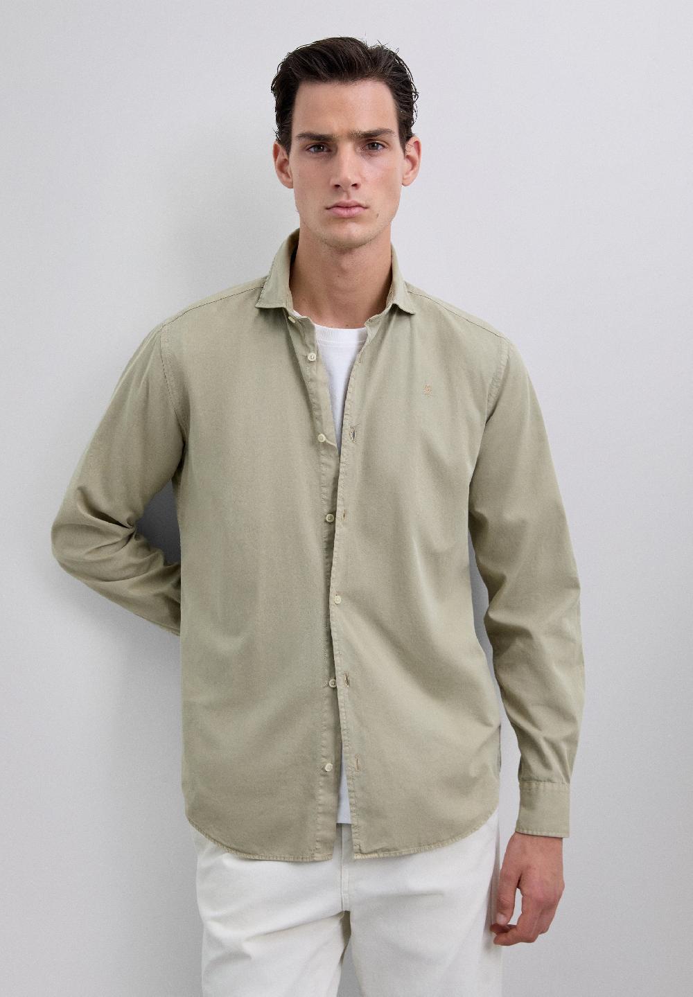 scalpers REGULAR FIT EMBROIDERED SHIRT KHAKI