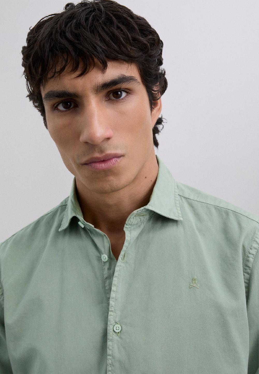 Scalpers REGULAR FIT EMBROIDERED SHIRT LIGHT DUCK