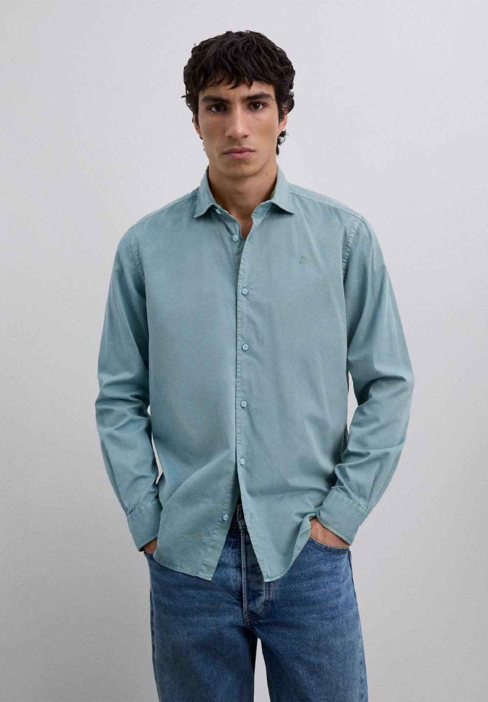 Scalpers REGULAR FIT EMBROIDERED SHIRT SKYBLUE
