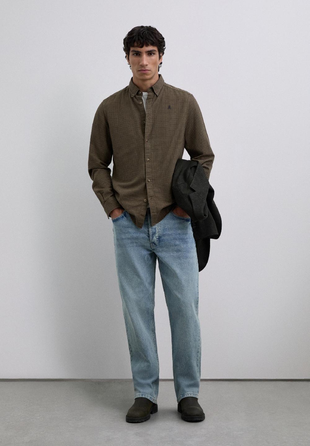 Scalpers REGULAR FIT TARTAN SHIRT BROWN CHECK