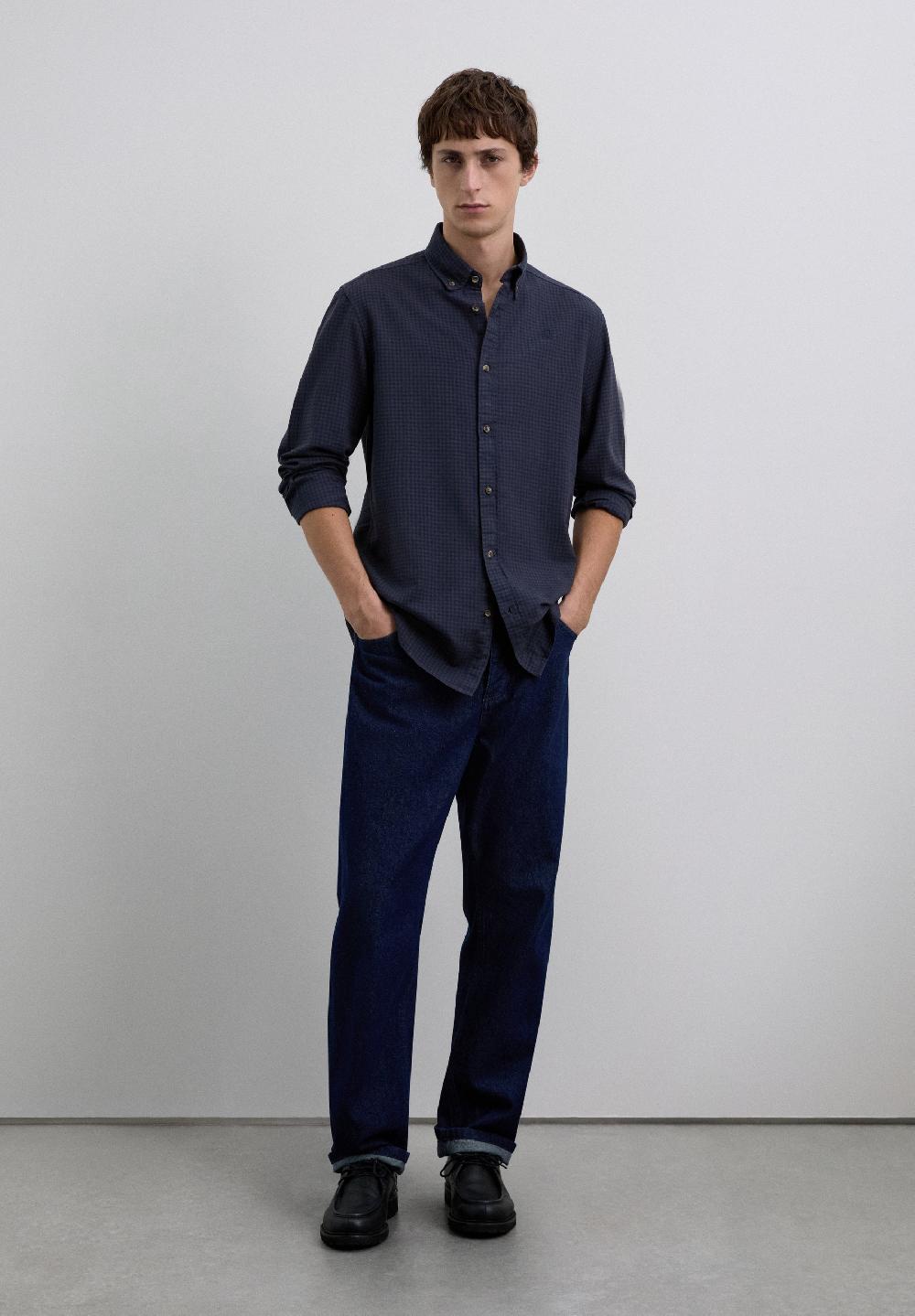 Scalpers REGULAR FIT TARTAN SHIRT NAVY CHECK