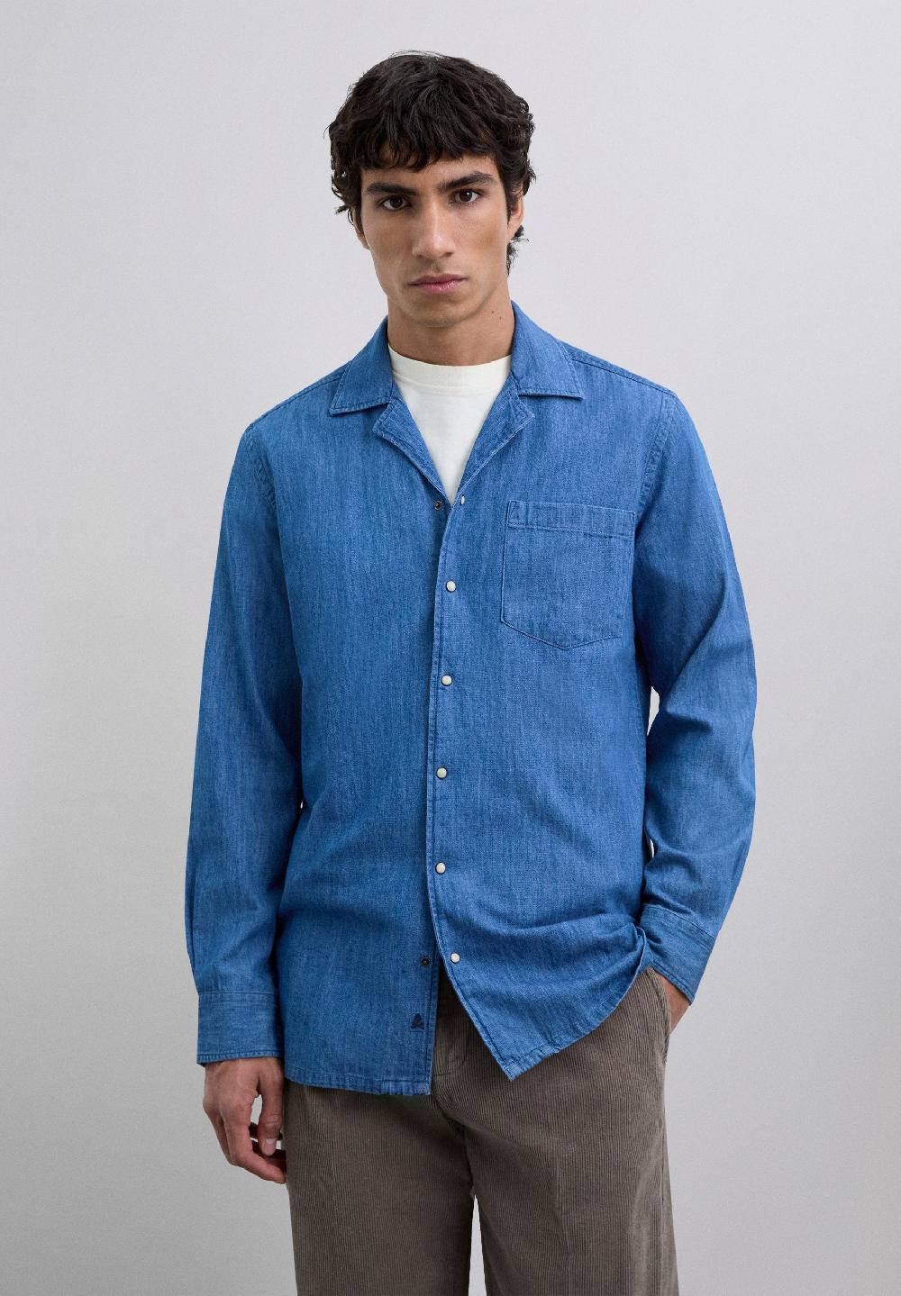 Scalpers RELAXED DENIM RESORT SHIRT BLUE DENIM