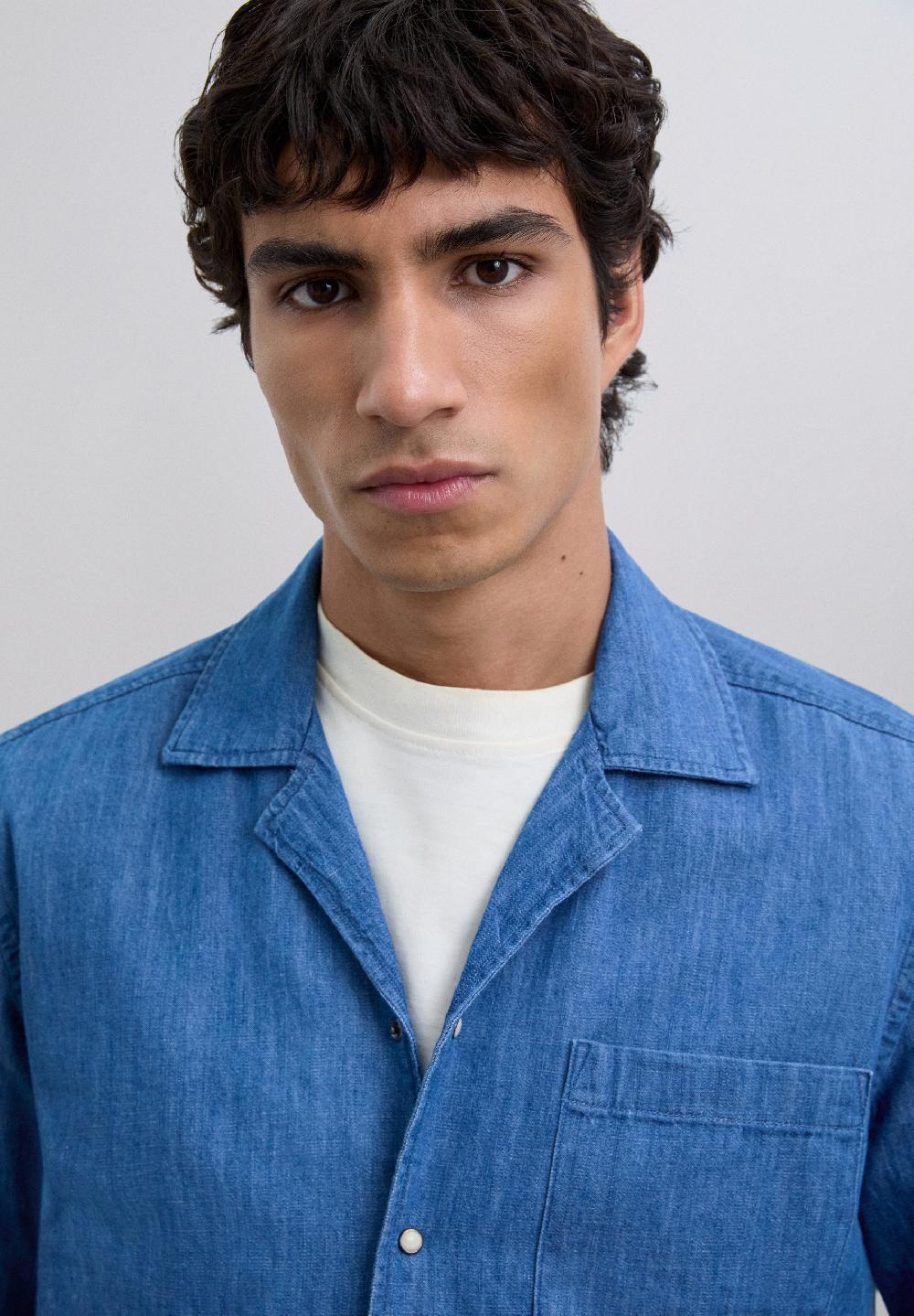 Scalpers RELAXED DENIM RESORT SHIRT BLUE DENIM