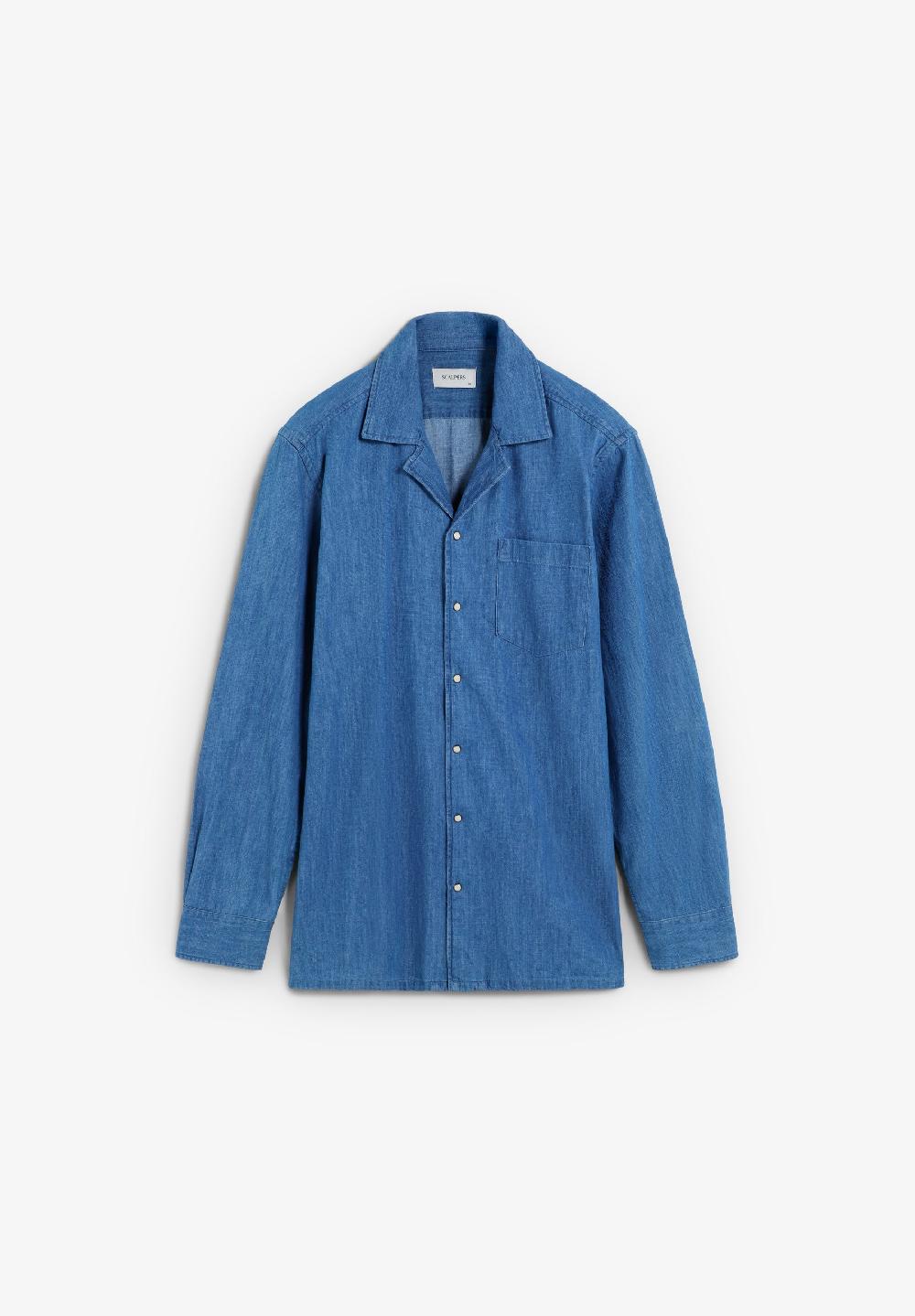 Scalpers RELAXED DENIM RESORT SHIRT BLUE DENIM