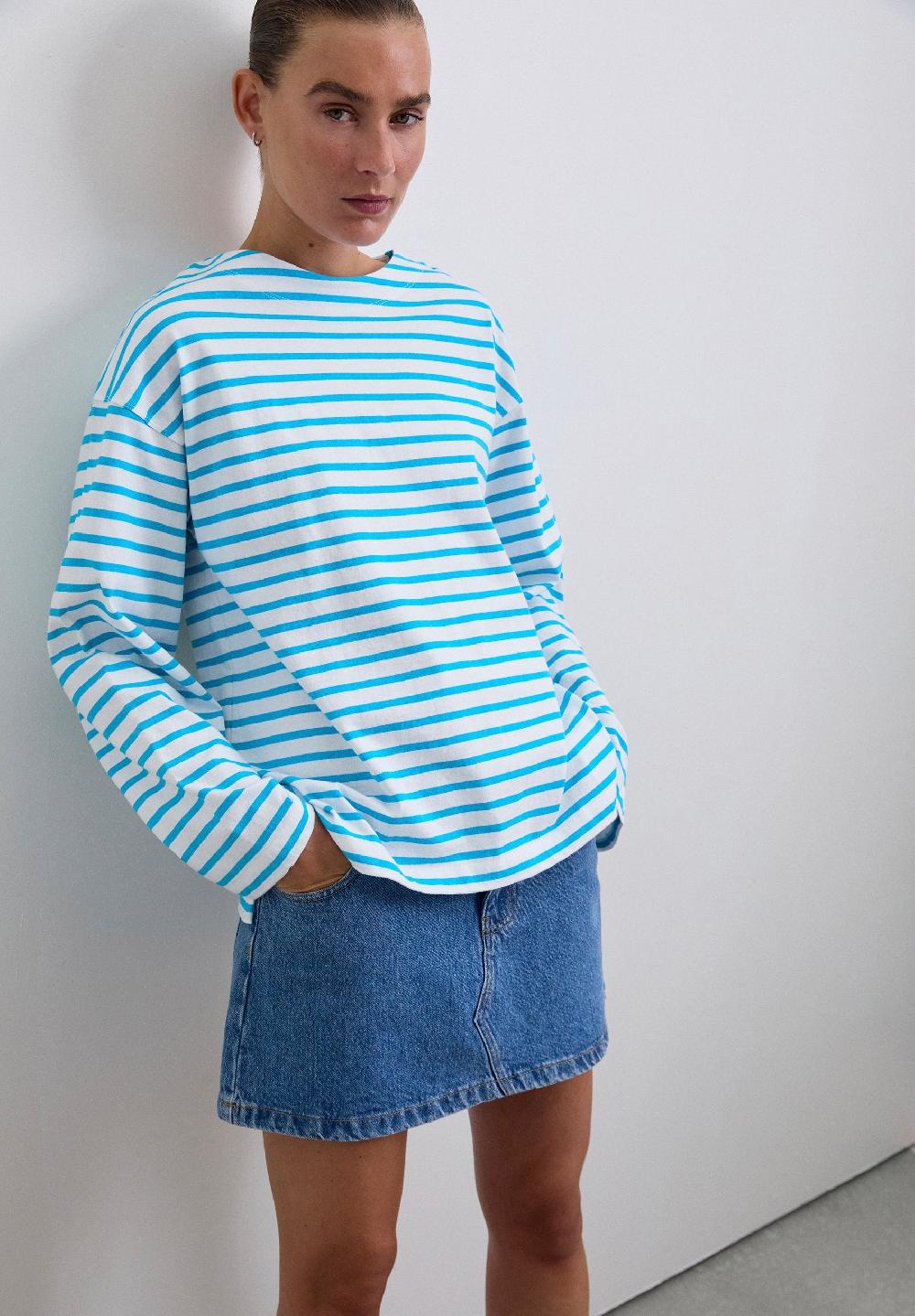 Scalpers RELAXED STRIPED T-SHIRT TURQUOISE STRIPES