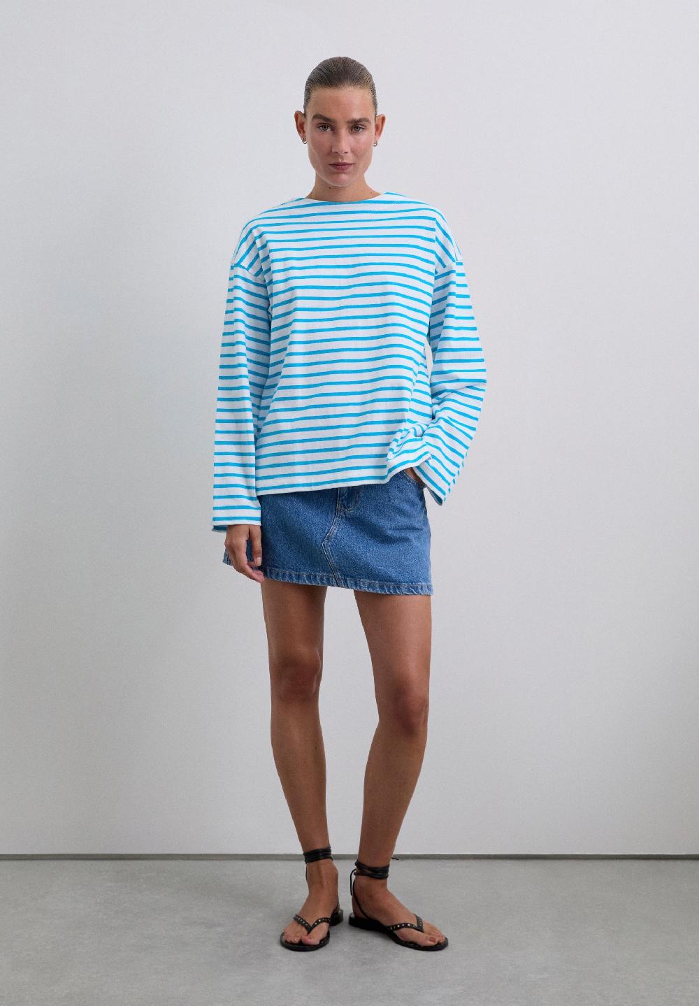 Scalpers RELAXED STRIPED T-SHIRT TURQUOISE STRIPES