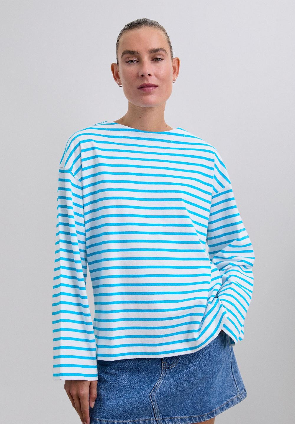 Scalpers RELAXED STRIPED T-SHIRT TURQUOISE STRIPES