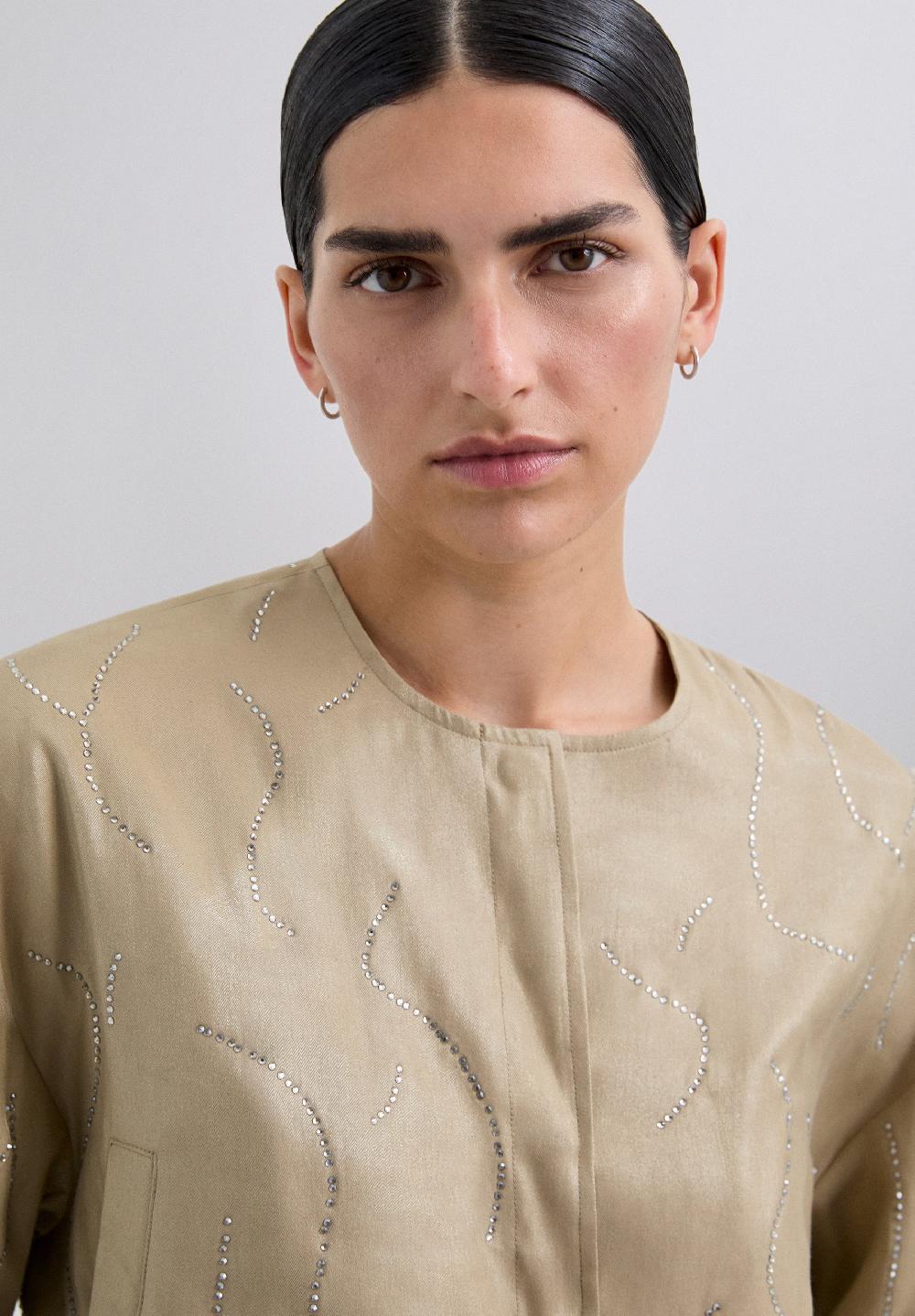 scalpers RHINESTONE BOMBER JACKET TAUPE