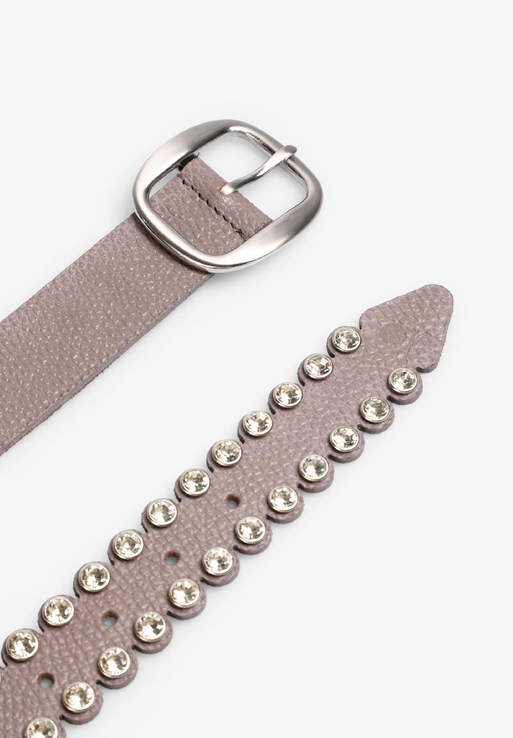 Scalpers RHINESTONE LEATHER BELT TAUPE
