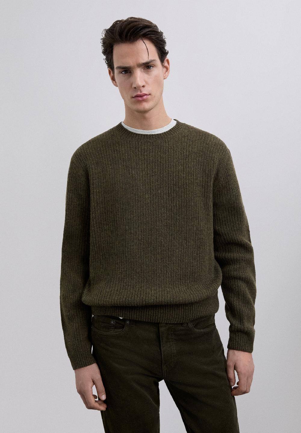 Scalpers RIBBED MERINO WOOL SWEATER KHAKI