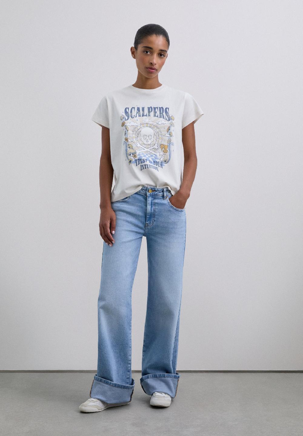 Scalpers ROCK PRINT SKULL T-SHIRT ECRU