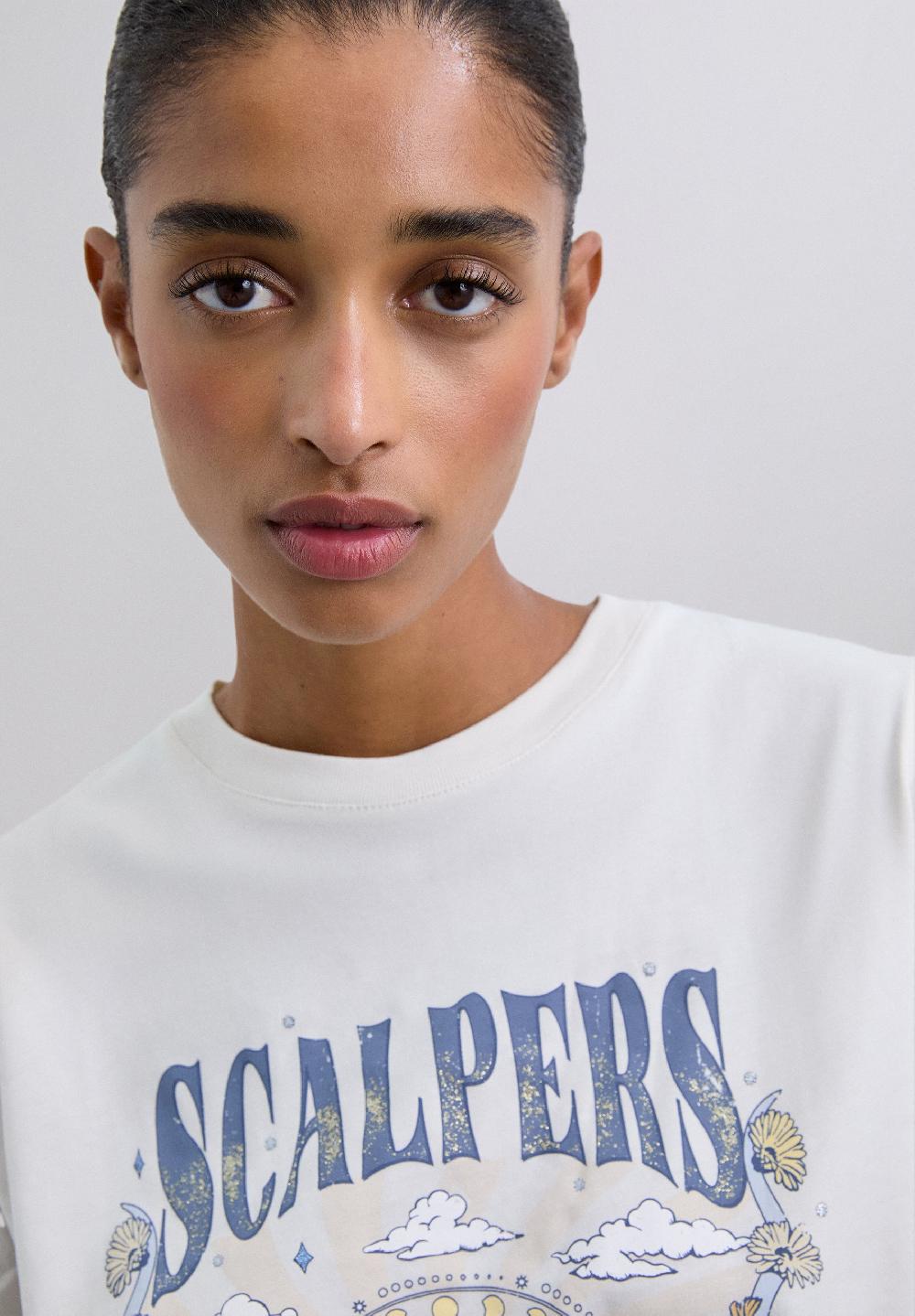 Scalpers ROCK PRINT SKULL T-SHIRT ECRU