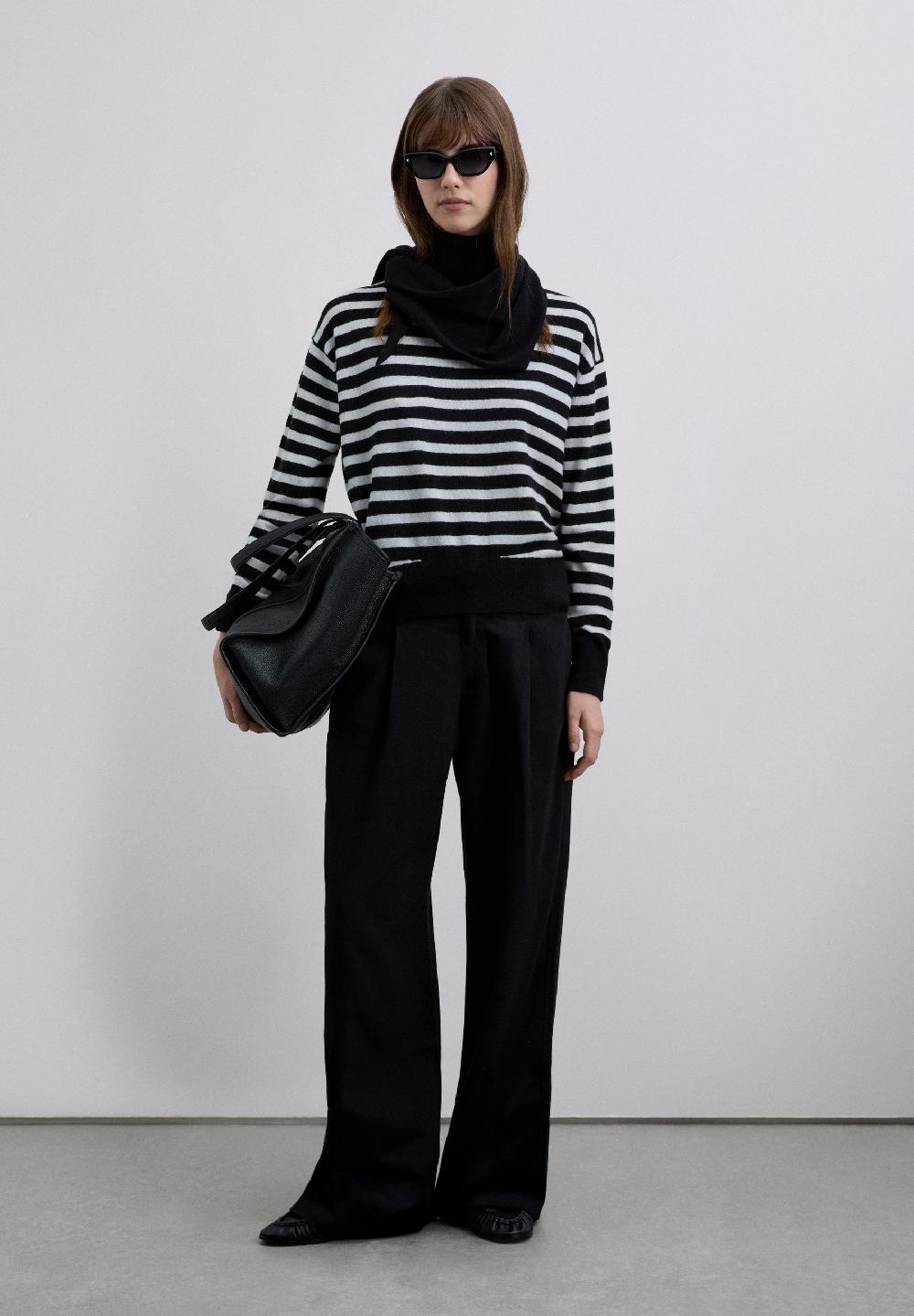 Scalpers ROLL NECK WOOL SWEATER BLACK STRIPES