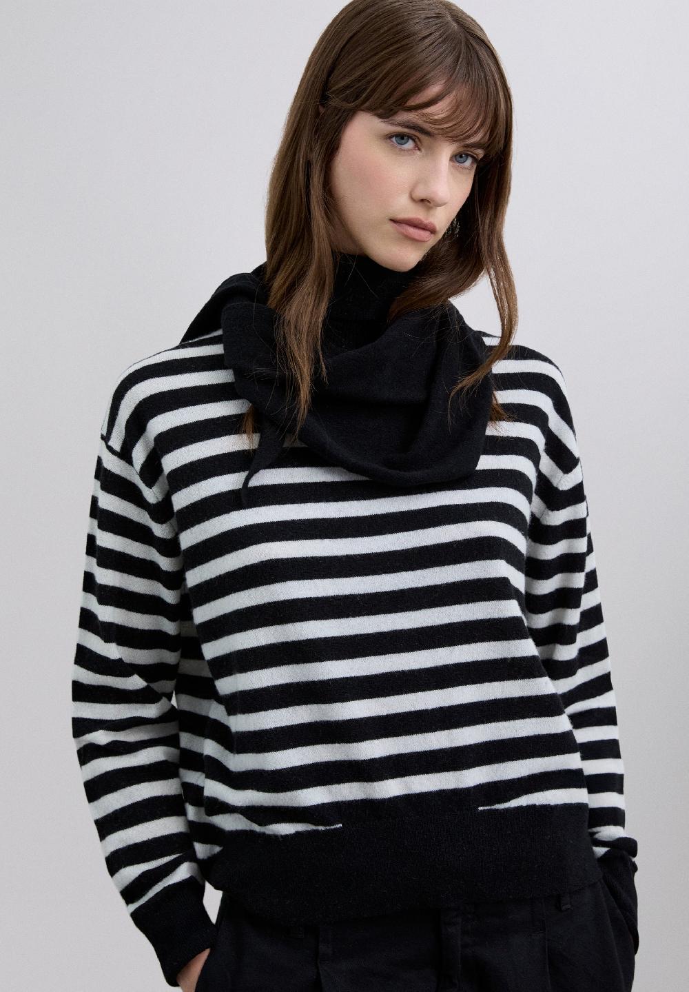 scalpers ROLL NECK WOOL SWEATER BLACK STRIPES