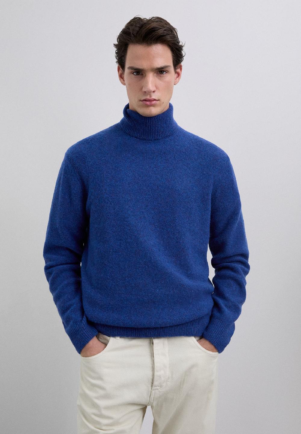 Scalpers ROLL NECK WOOL SWEATER BLUE