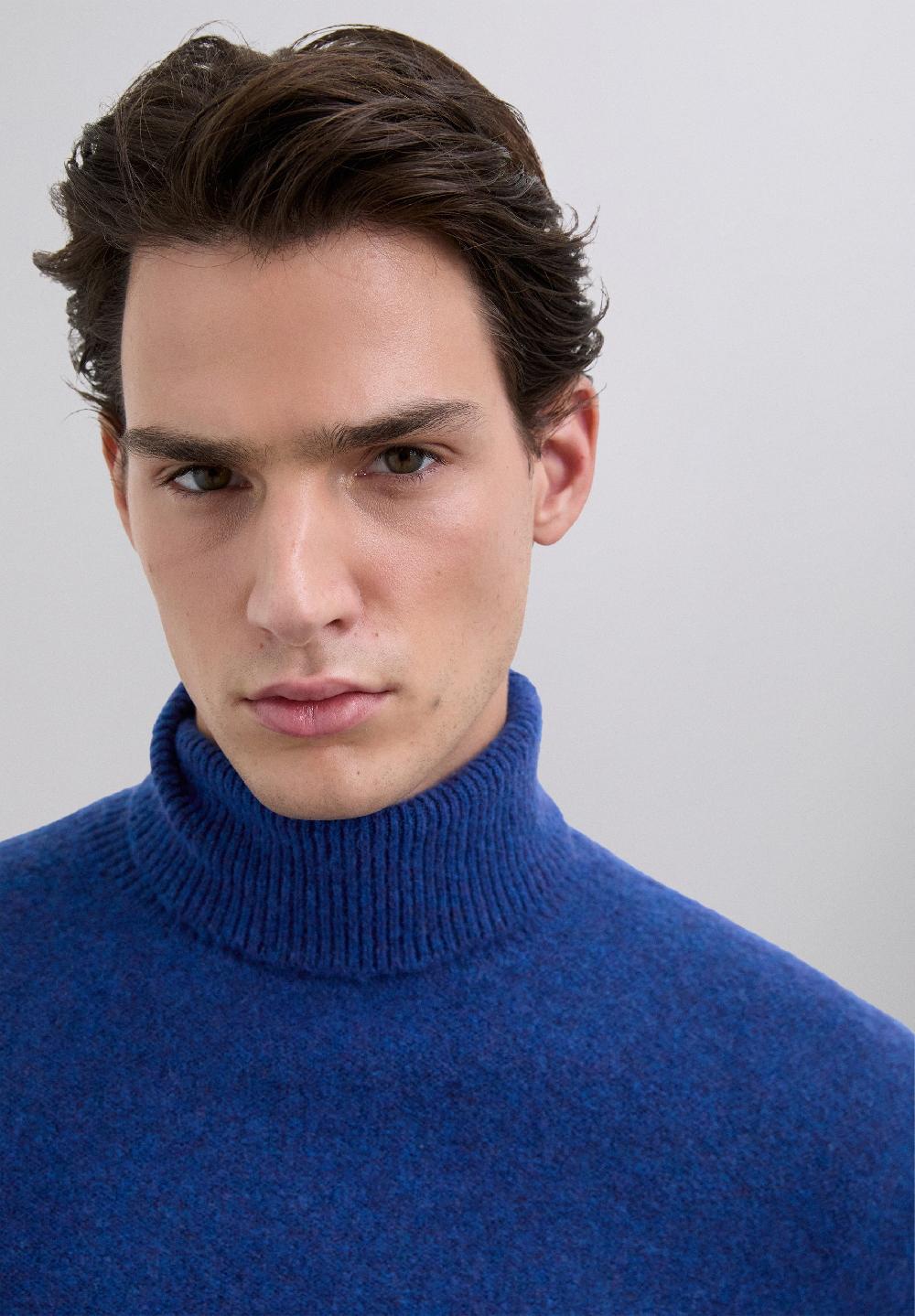 Scalpers ROLL NECK WOOL SWEATER BLUE