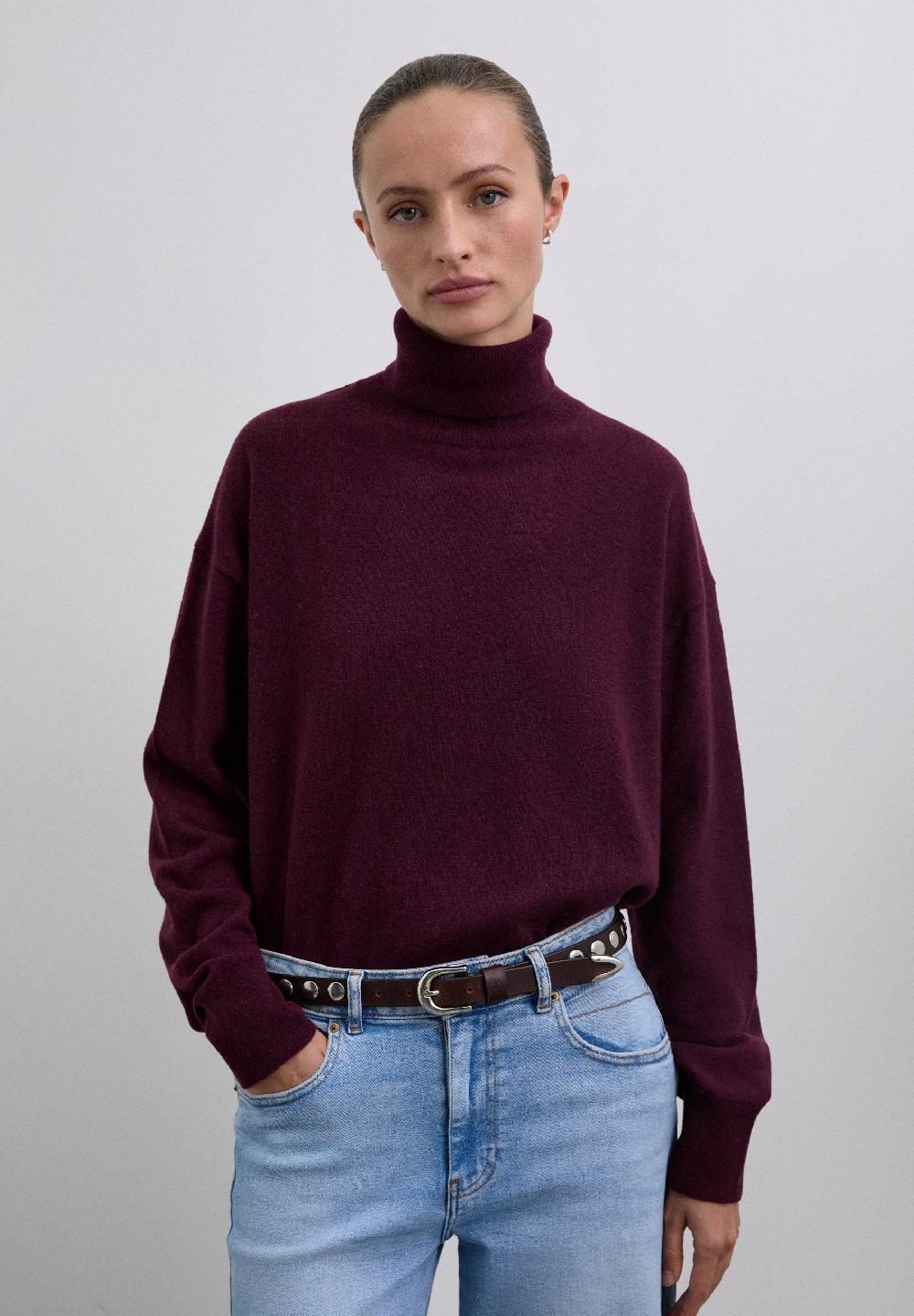 Scalpers ROLL NECK WOOL SWEATER BURGUNDY