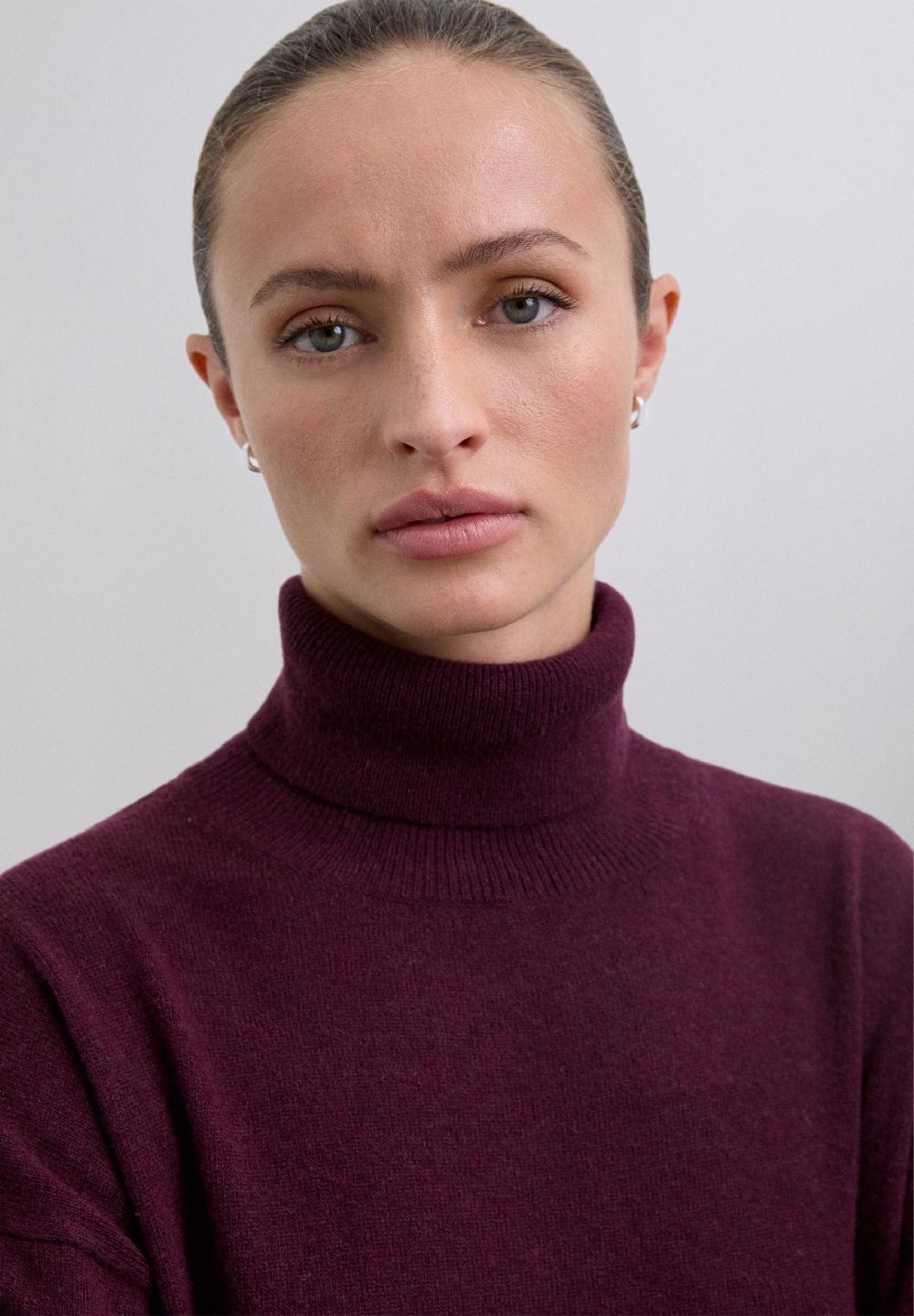 Scalpers ROLL NECK WOOL SWEATER BURGUNDY